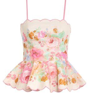 Zimmermann Raie Floral Peplum Top